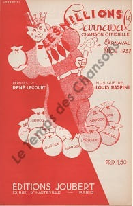 Partition de la chanson : Millions de Carnaval (Les) Lu millioun de carnèval Chanson provençale