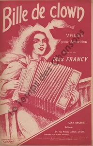 Partition de la chanson : Bille de clown        .  - Francy Max - 