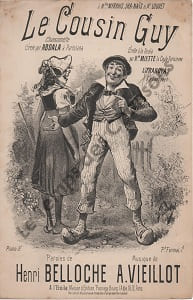 Partition de la chanson : Cousin Guy (Le) Adhésif interieur Chansonnette Européen (L'),Cigale (La),Parisiana. Abdala Mme,Miette Mme,Francyas L. - ...