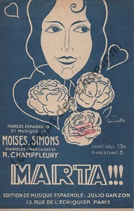 Partition de la chanson : Marta !!! . - Simons Moïses - Chamfleury Robert,Gilbert Wolfe,Simons Moïses