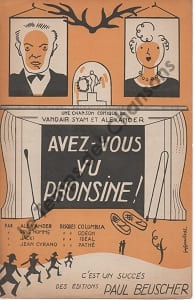 Partition de la chanson : Avez-vous vu Phonsine !     Adhésif spécial papier sur la tranche intérieur   Chanson comique 
