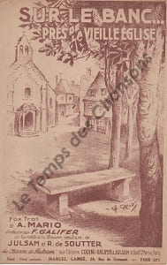 Partition de la chanson : Sur le banc près de la vieille église . - Mario A. - Julsam,de Soutter René