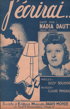 Partition de la chanson : J'écrirai ... . Dauty Nadia - Pingault Claude - Solidor Suzy