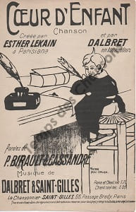 Partition de la chanson : Coeur d'enfant Trace pliure au dos Parisiana,Théâtre des Ambassadeurs. Dalbret - Dalbret Paul,Saint-Gilles - ...