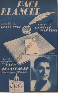Partition de la chanson : Page blanche        