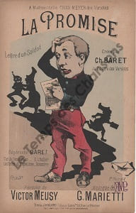 Partition de la chanson : Promise (La) Lettre d'un soldat Chansonnette Théâtre des Variétés. Baret Charles - Marietti Georges - Meusy Victor