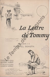 Partition de la chanson : Lettre de Tommy (La) . - Beretta - Tarault Valentin,Talmont G.