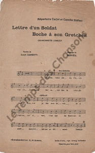 Partition de la chanson : Lettre d'un soldat Boche à son Gretchen Chanson comique . Carjol,Stéfani Camille - Serpieri - Danerty