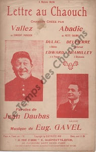 Partition de la chanson : Lettre au Chaouch Chanson satirique Petit Casino,Concert Parisien