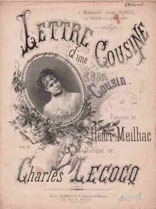 Partition de la chanson : Lettre d'une cousine à son cousin        Théâtre de la Renaissance