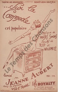 Partition de la chanson : Sur la commode