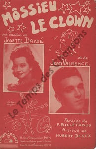 Partition de la chanson : Mossieu le clown
