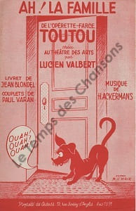 Partition de la chanson : Ah ! la famille Toutou Théâtre des Arts