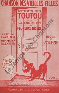 Partition de la chanson : Chanson des vieilles filles Toutou Théâtre des Arts