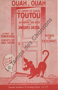 Partition de la chanson : Ouah, ouah Toutou Théâtre des Arts