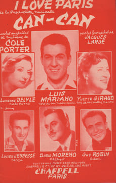 Partition de la chanson : I love Paris Can-Can . Barelli Aimé,Combelle Alix,Mariano Luis,Delyle Lucienne,Jeunesse Lucien,Giraud Yvette,Privat ...