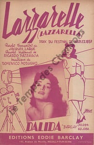 Partition de la chanson : Lazzarelle Lazzarella . Dalida - Modugno Domenico - Larue Jacques,Pazaglia R.