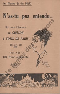 Partition de la chanson : N'as-tu pas entendu ...       Monologue Grillon,Oeil de Paris (L')