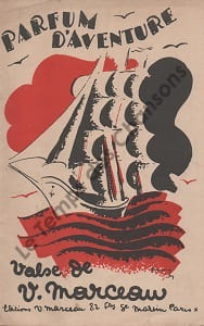 Partition de la chanson : Parfum d'aventure l'illustration a été conçue par Léopold Simons ( Auteur, comédien et illustrateur )