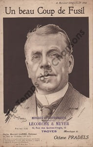 Partition de la chanson : Beau coup de fusil ! (Un) Illustration de Pousthomis d'après une photo de Nadar de Constant Coquelin Récit