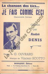 Partition de la chanson : Je fais comme ceci Chanson comique