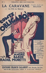Partition de la chanson : Caravane (La) La fille du bédouin Comte Obligado Théâtre des Nouveautés