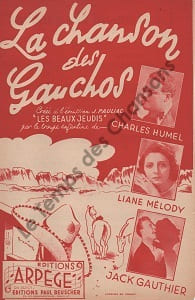 Partition de la chanson : Chanson des gauchos (La) Beaux Jeudis (Les)
