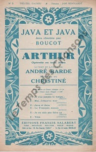 Partition de la chanson : Java et java      Arthur  Théâtre Daunou