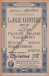 Partition de la chanson : Jolie aventure (La)