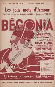 Partition de la chanson : Jolis mots d'amour (Les) Bégonia Scala