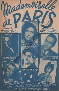 Partition de la chanson : Mademoiselle de Paris        