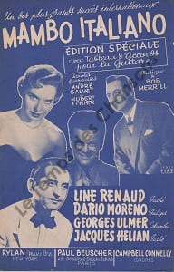 Partition de la chanson : Mambo Italiano . Hélian Jacques,Renaud Line,Moreno Dario,Ulmer Georges - Merrill Bob - Ithier Hubert,Salvet André