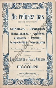 Partition de la chanson : Ne refusez pas !       Chansonnette 