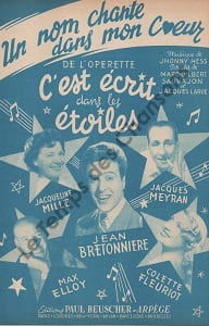 Partition de la chanson : Nom chante dans mon coeur (Un) C'est écrit dans les étoiles