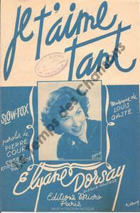 Partition de la chanson : Je t'aime tant     Tampon   . Dorsay Elyane - Gasté Louis - Cour Pierre