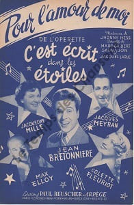 Partition de la chanson : Pour l'amour de moi C'est écrit dans les étoiles