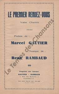 Partition de la chanson : Premier rendez-vous Poésie