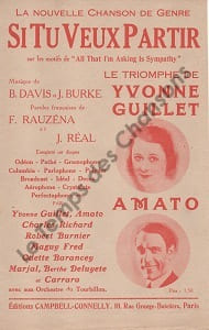 Partition de la chanson : Si tu veux partir        