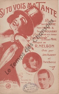 Partition de la chanson : Si tu vois ma tante     Tampon Très excitante  Concert Mayol