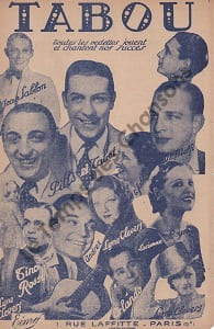 Partition de la chanson : Tabou (La célèbre chanson nègre)