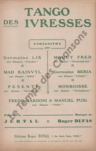 Partition de la chanson : Tango des ivresses