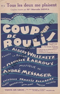 Partition de la chanson : Tous les deux me plaisent Coup de roulis Marigny