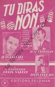 Partition de la chanson : Tu diras non ...        