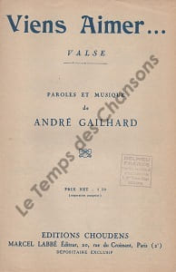 Partition de la chanson : Viens aimer ...