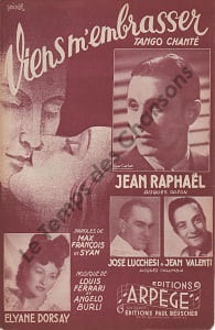 Partition de la chanson : Viens m'embrasser        