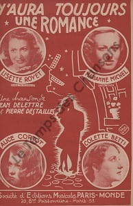 Partition de la chanson : Y'aura toujours une romance