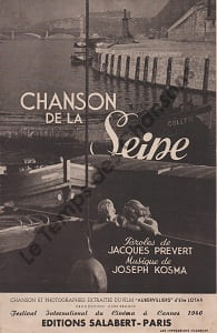 Partition de la chanson : Chanson de la Seine Aubervilliers