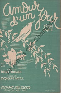 Partition de la chanson : Amour d'un jour        