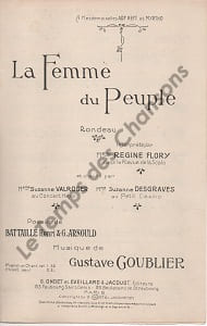 Partition de la chanson : Femme du peuple (La) Lettre d'une femme du monde à une de ses amies Rondeau Concert Mayol,Petit Casino