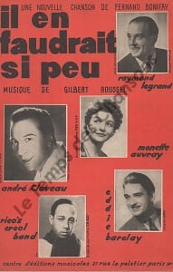 Partition de la chanson : Il en faudrait si peu